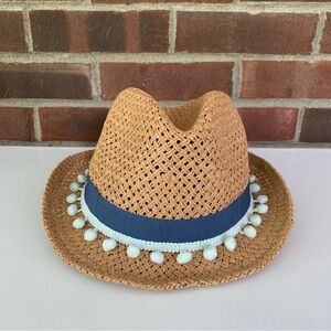 Quagga Green Label Tan blue Floppy Fedora Sun Hat 100% Paper Straw One Size NEW